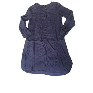 Madewell Dress Women's Size Small Navy Blue Drop Waist Long Sleeve Knee Length